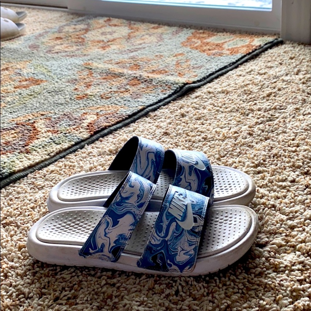 Nike Benassi Slides Blue Marble